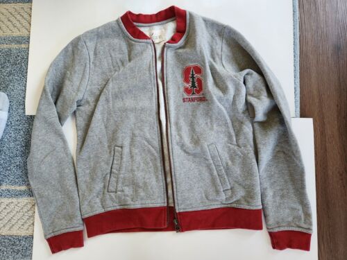 Stanford University women's full zip long sleeve grey sweater size small