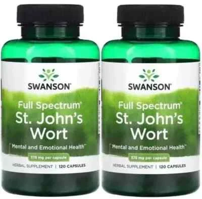 SWANSON 2 x Full Spectrum St Johns Wort 375mg x120 Capsules Emotional Mood-NEW STOCK!!