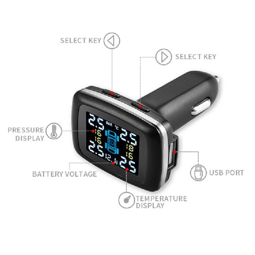 Mini TPMS Wireless Car Tire Tyre Pressure Monitor Monitoring System + 4 ...