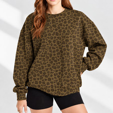 Womens Oversized Crewneck Sweatshirt Long Sleeve Casual Fleece Pullover Top