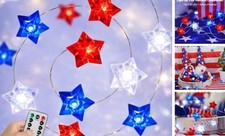 BOHON 4th of July Decorations Battery Operated String Lights Red Blue and White