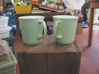 Vintage Pyrex Coffee Cups Green D Handle Nice