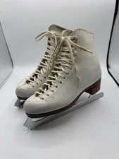 Riedell Figure Ice Skates Size 5 White Leather John Wilson Pattern 99 Blades