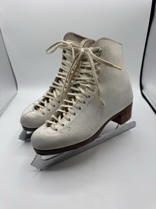 Riedell Figure Ice Skates Size 5 White Leather John Wilson Pattern 99 Blades
