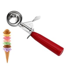 TOPKITCHEN Commercial-Grade Ice Cream Scoop 1.33 oz, 18/8 1.33 oz - Red