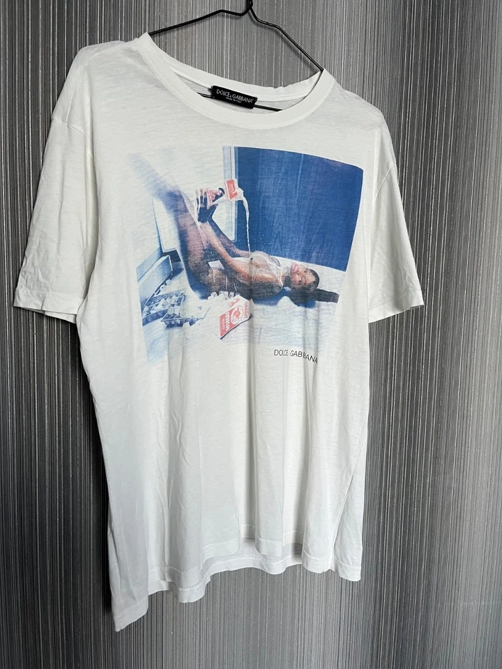 КУЛЬТОВЫЙ АРХИВ! Винтажная футболка D&G 90-е Y2K молочная фотопечать Dolce and Gabbana - Изображение 3 из 4