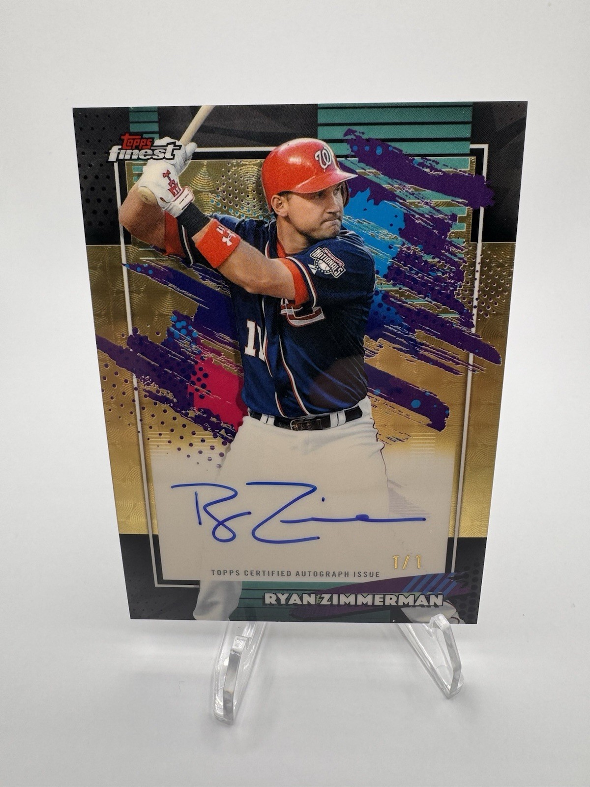2026 ToppsFinest Ryan Zimmerman Superfractor Auto 1/1 Washington Nationals FA-RZ view 4