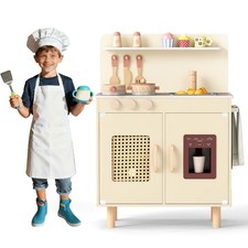 Play Kitchen w/Realistic Ice Maker, Stove, Accessories and Water Sink, Storage