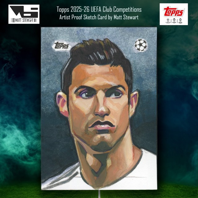 2025-26 Topps UEFA Christiano Ronaldo - Matt Stewart AP Soccer Sketch Card