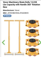 Vevor Machinery Skate Dolly 13,228 Lbs Capacity with Handle 360° Rotation New