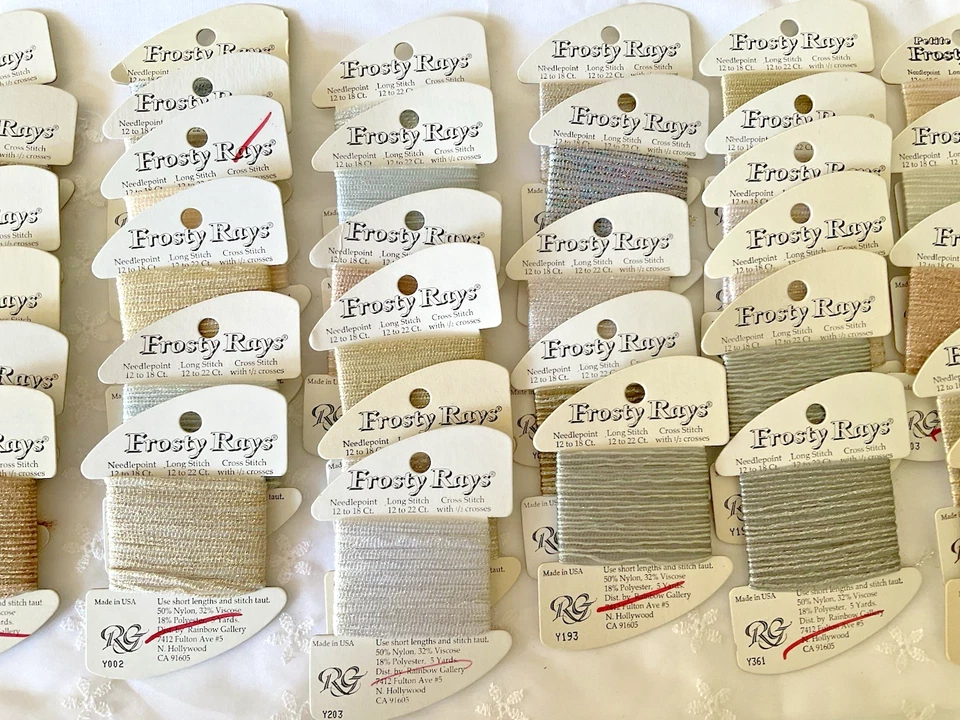 Rainbow Gallery Thread Frosty Rays Lot of 34 Metallic Assted Colors Silver Beige - Image 3 of 4