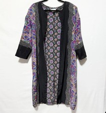 Vintage Aries Woman Boho Duster Kimono Jacket Sz 14 Floral Open Front