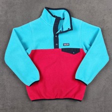 Patagonia Synchilla Snap-T Pullover Girls Small 7-8 Blue Pink Lightweight 65545