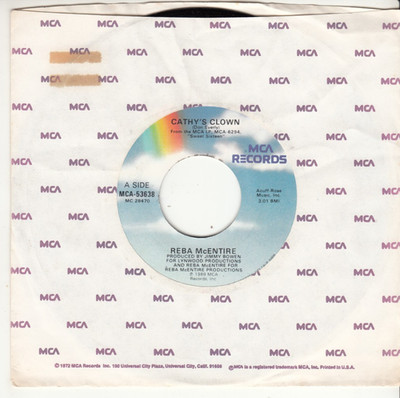 REBA McENTIRE - CATHY'S CLOWN - MINT ORIGINAL MCA RECORDS 45 - NEW