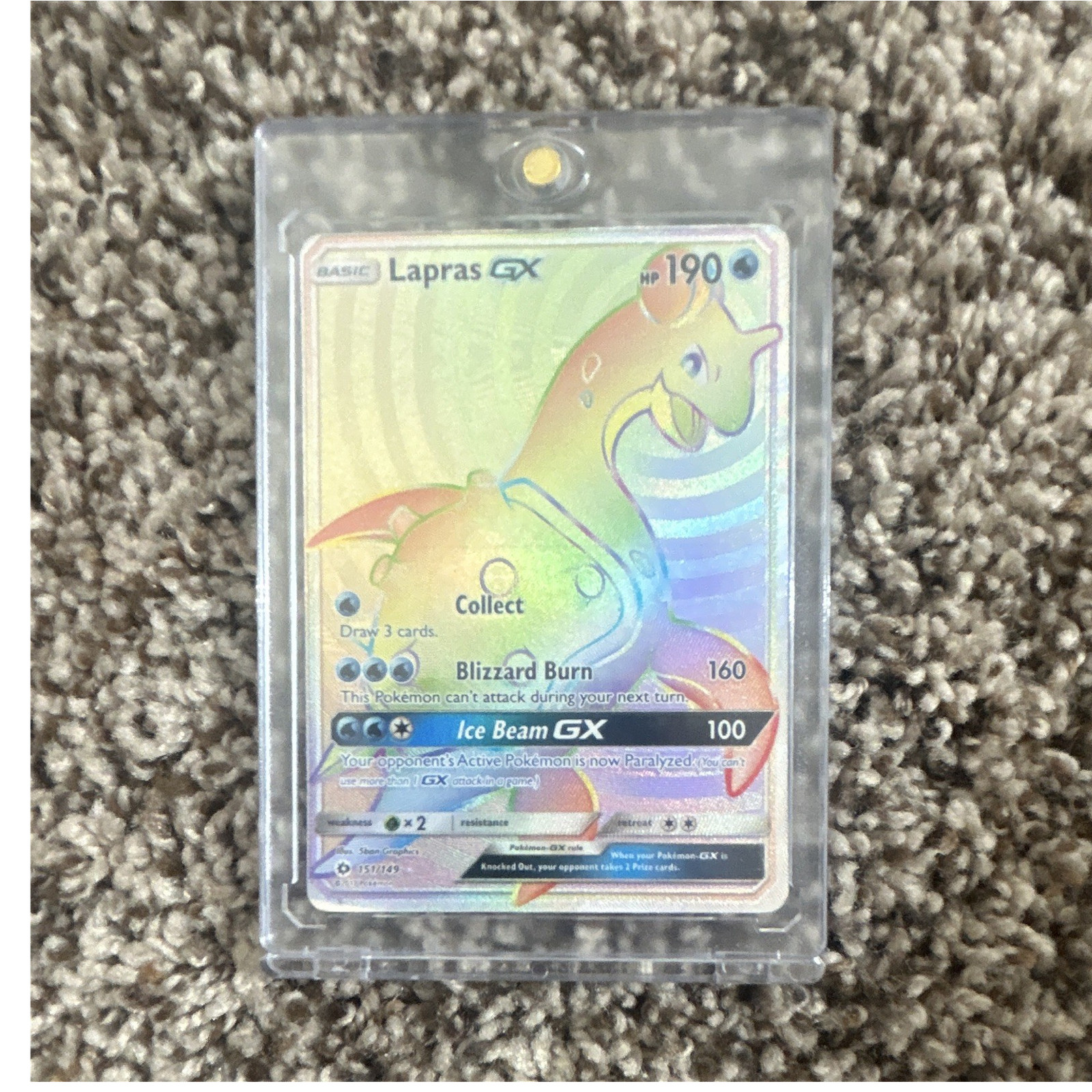 Pokémon Company Lapras GX 151/149 Secret Rare Full Art Holo Sun & Moon NO MAG!!!