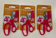 Three Fiskars Eraser Sheath Safe Blades 5" Scissors for Kids 4+ School Supplies-