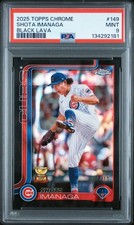 2025 TOPPS CHROME BLACK LAVA #149 SHOTA IMANAGA 7/10 PSA 9