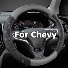 Car Steering Wheel Cover Customized For Chevy Black And Gray Car Steering Wheel Cover Customized For Chevy Black And Gray