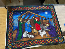 Over 6 yards Cranston Holy Family Nativity Scene Fabric Panels Jesus Christmas