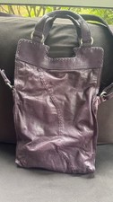 Lucky Brand Purple Zip Crossbody Bag Detachable Strap Pockets Silver Hardware
