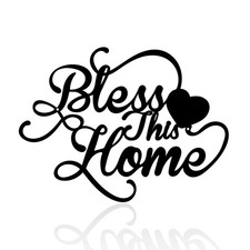 12'X8.86' Black Metal Bless This Home Wall Art Farmhouse Entryway Sign