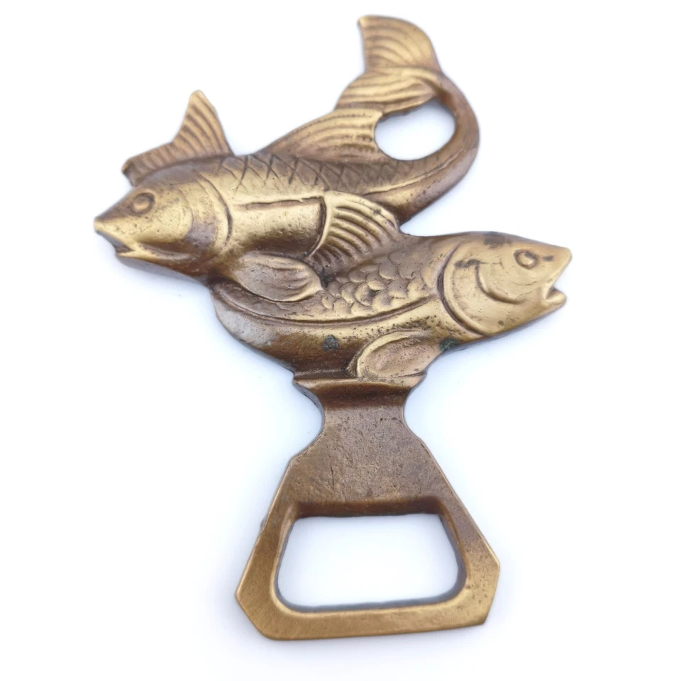 🪙 Vintage Flaschenöffner Messing 🐟 Doppel-Fisch Design – Sammler Rarität 🍺 - Bild 2 von 3