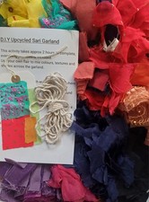 Sari Garland Making Kit. Upcycled Fabric. Create Your Own! Pastel colour mix. 