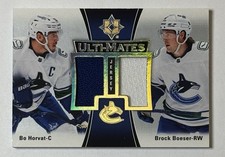 2022-23 Ultimate Collection Dual GU Jersey Bo Horvat &amp; Brock Boeser VAN Canucks