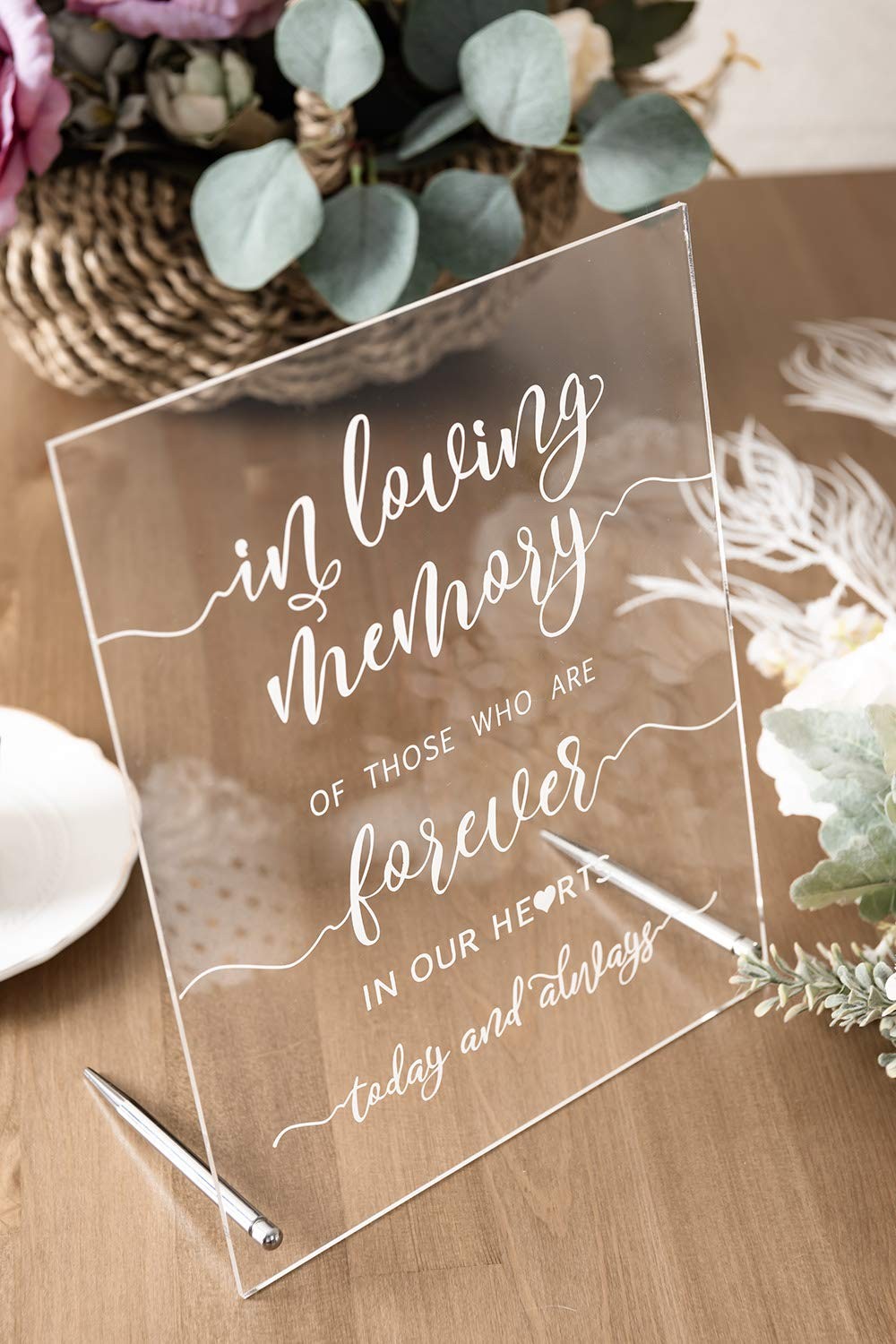 DerYi Wedding Sign, in Loving Memory Sign Acrylic 8x10 inches, Transparent
