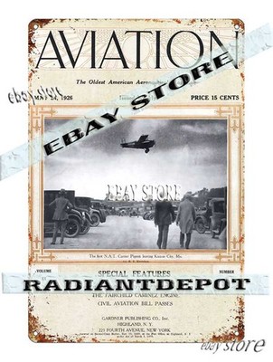 Tin Sign 1926 Vintage Flight Journal Ground Crew Plane Cover indoor wall art