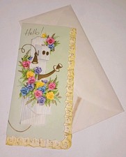Unused Vintage Greeting Card & Env Embossed 40s/50s Hello There!