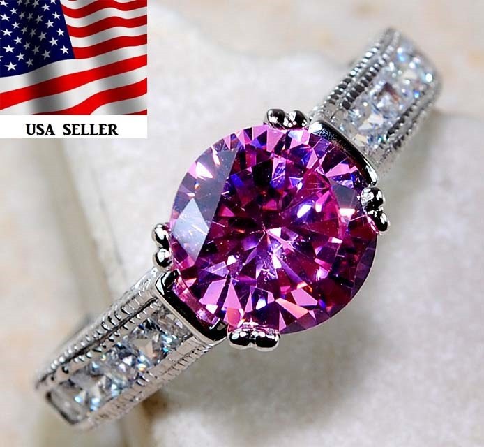 2CT Heat Treated Pink Topaz 925 Sterling Silver Ring Jewelry Sz 6 L1-7