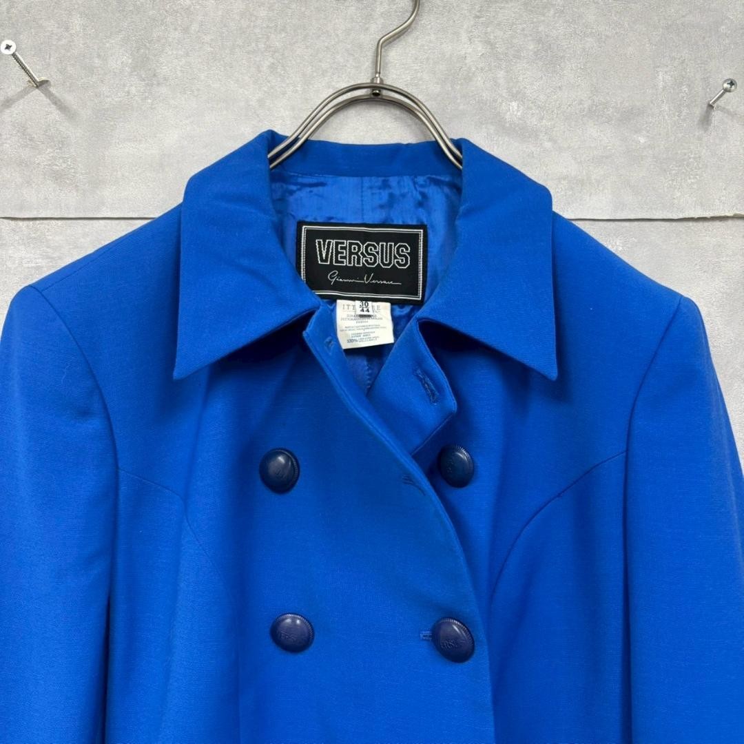 USED VERSACE DOUBLE-BREASTED ENGRAVED BUTTON COLLAR JACKET, ROYAL BLUE, N2464 thumbnail 5