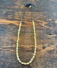 Isabel Marant Gold Tone Bead Necklace Gold Bars Bricks Cord Vintage Gorgeous