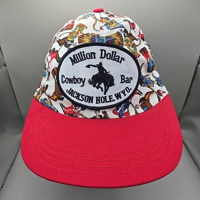 NEW Million Dollar Cowboy Bar Jackson Hole, WY Boot Pattern S/M Stretch Back Hat