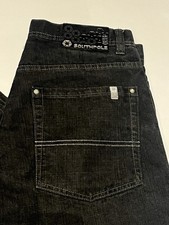 Y2K Southpole Baggy 4180 Black Denim Jeans 34x30 Embroidered Skater Grunge
