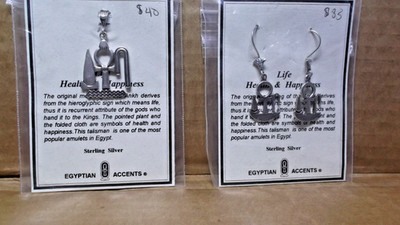 2 Egyptian Accents Sterling Silver Life, Health & Happiness Fine Jewelry