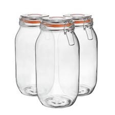 Glass Storage Jars Airtight Clip Top Lid Food Preserve Preserving Jar 2 Litre x3