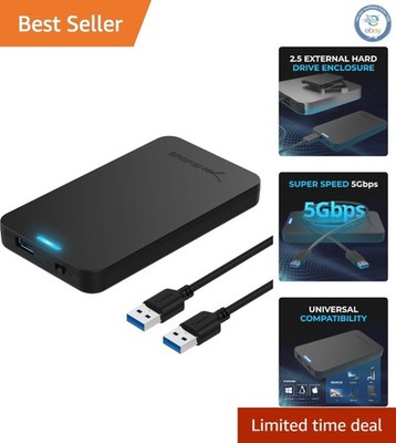 16TB USB 3.0 External Hard Drive Enclosure for 2.5'' SATA - Black, UASP Support