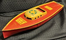 Vintage Lindstrom Speed Boat Tin Litho Windup 19 Inches Long Bridgeport CT USA
