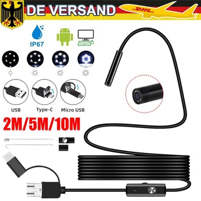 3IN1 Endoskop Inspektion Kamera LED Endoscope IP67 für Android PC Computer 2-10M