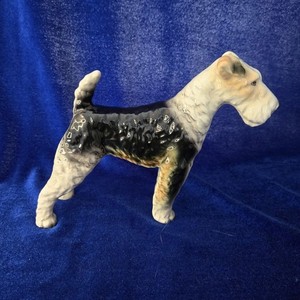 Ceramic Wire Fox Terrier Figurine Tri-Color Show Stance VTG 1950s Japan