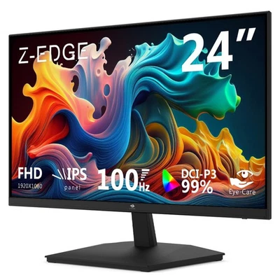 Z-EDGE U24I 24" 1080P FHD 100Hz 5ms IPS Monitor, HDMI + VGA, FreeSync, Eye-Care