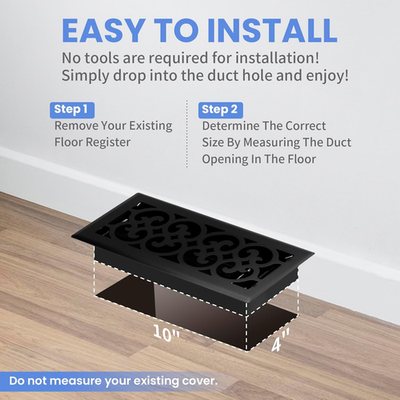 Rejilla De Piso De 4 X 10 Pulgadas, Cubiertas De Ventilación De Piso