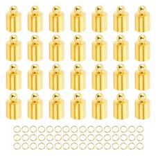 100Pcs 5.7mm ID Leather Cord End Caps For Bracelet Necklace, Gold Tone