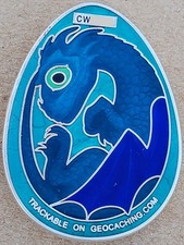 3D Dragon Egg Geocoin - Satin Silver - Activated  Adoptable - TB92APV