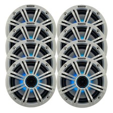 Kicker 6.5" 195 Watt Marine RGB Multicolor LED Speakers Qty 8 w/White Grilles