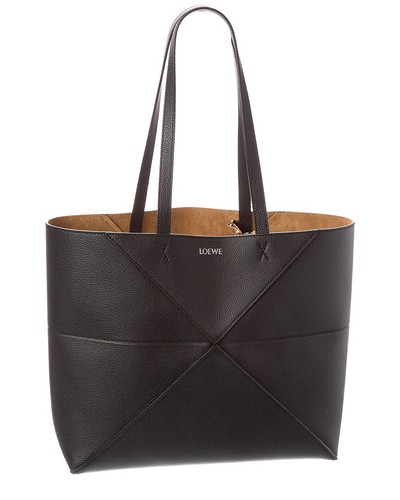 Loewe Horizontal Puzzle Fold Medium Leather Tote Women's Black