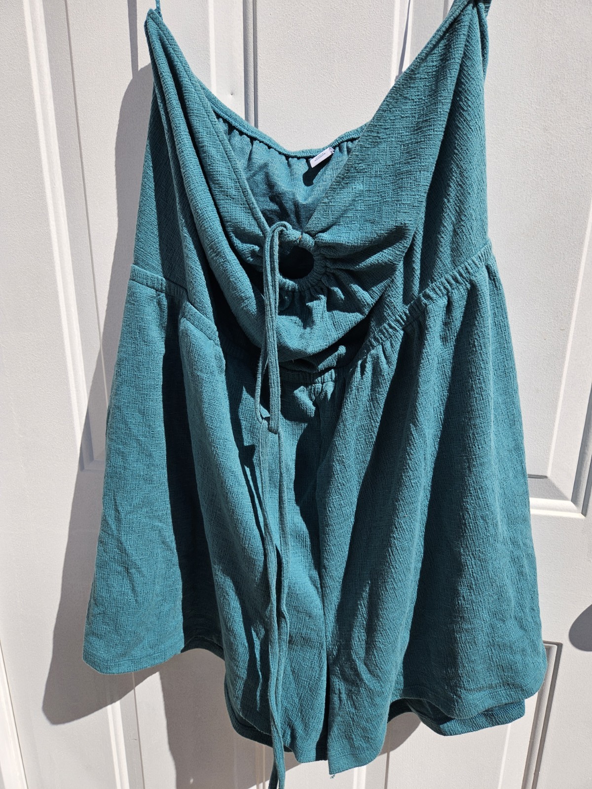 Old Navy Women's Textured Teal Keyhole Halter Neck Romper Size XXL Boho Festival