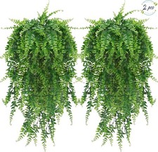 Künstliche Hängepflanze, 2 Stück Farn Kunstpflanze Hängend 80cm Hängende Pflanze